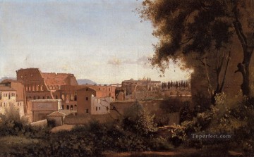  Romanticism Oil Painting - Rome View from the Farnese Gardens Noon aka Study of the Coliseum plein air Romanticism Jean Baptiste Camille Corot